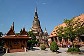 Ayutthaya, Thailand. Wat Yai Chai Mongkhon, overview of the large chedi and the new ubosot 